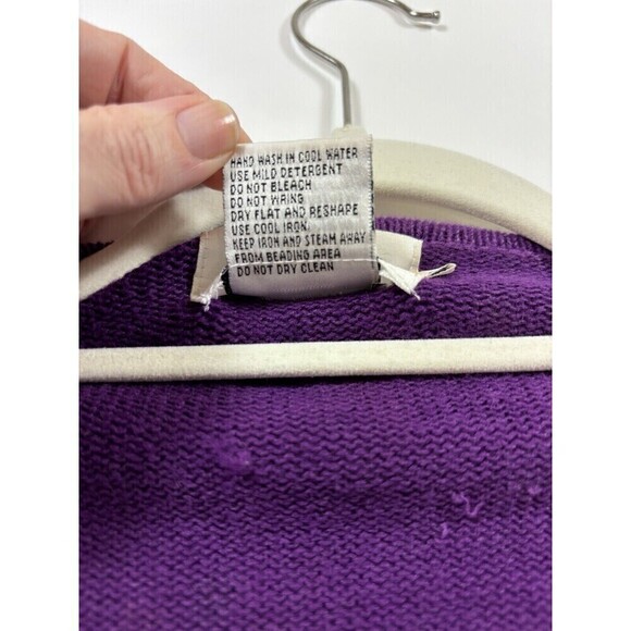 Vintage Cervelle Matching Set Sweater Pants Beaded Cardigan Purple Small - Picture 15 of 16